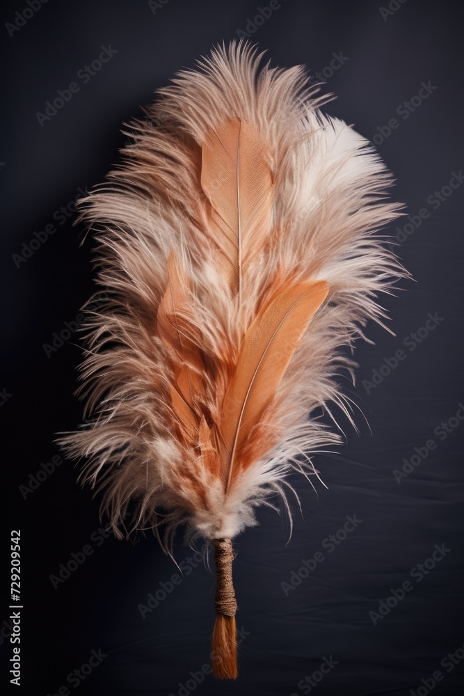 Aufkleber Close-up view of a feather on a black background. Versatile image suitable for various themes and concepts