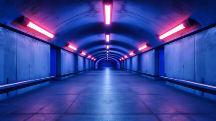 Dark and mysterious urban tunnel, presenting a modern architectural concept with an emphasis on...