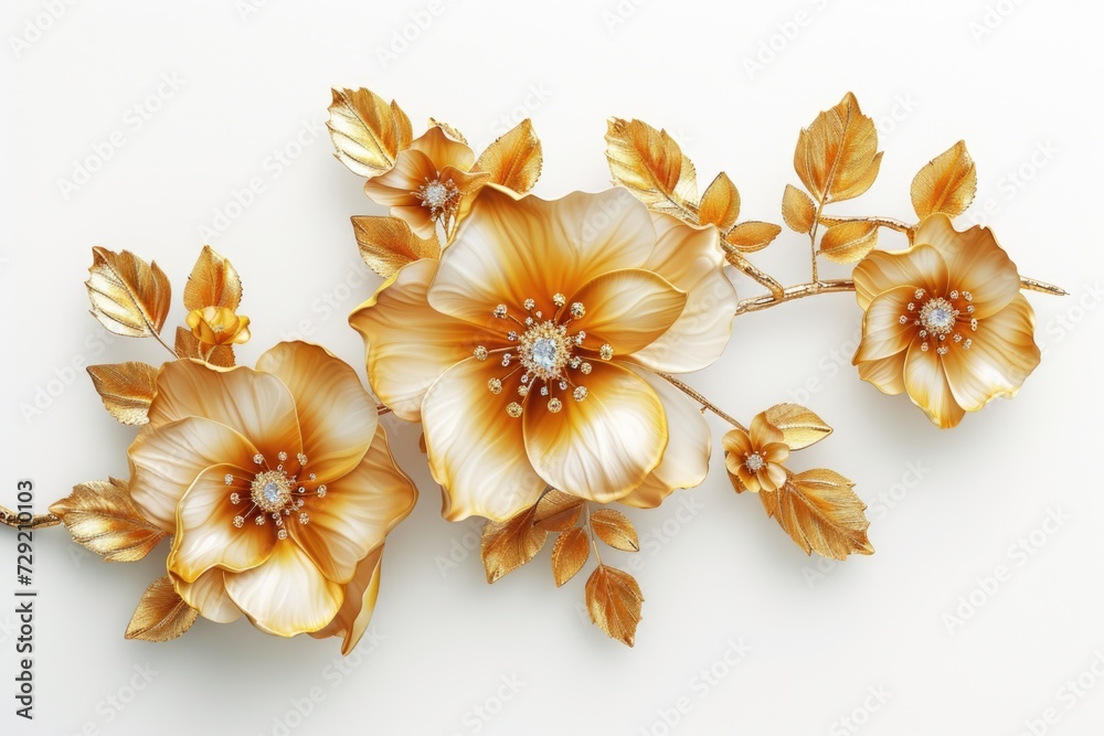 Poster A close-up view of flowers placed on a white surface. Suitable for various uses