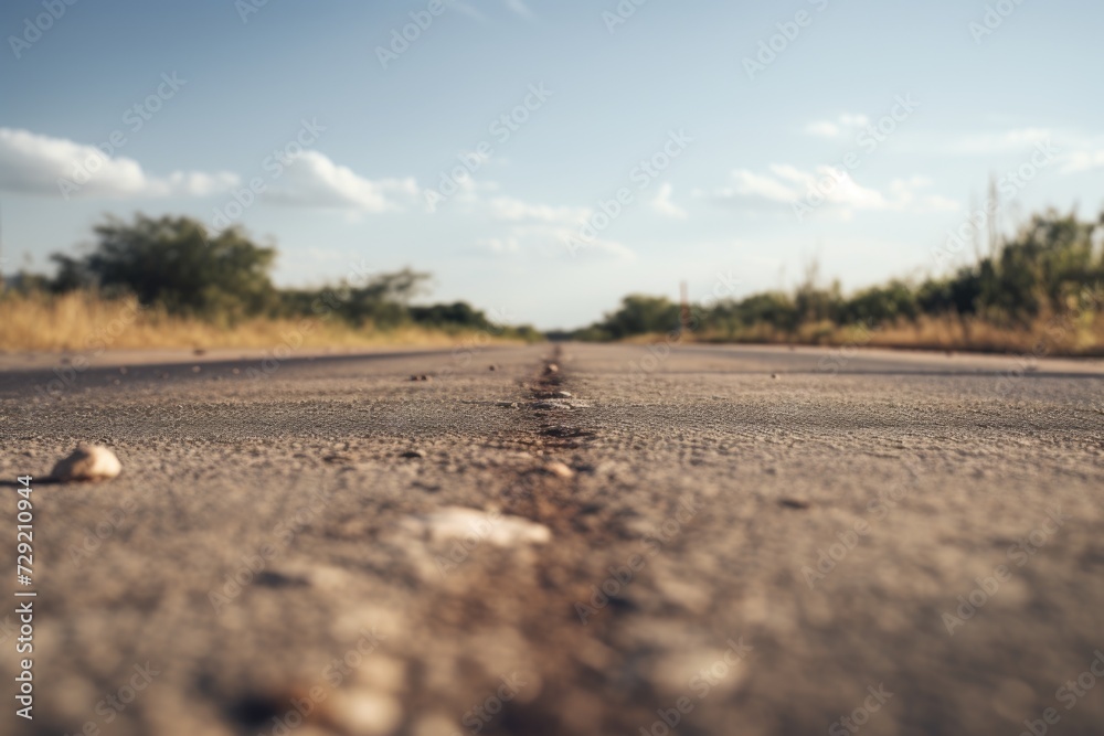 Poster a road with a line of rocks in the middle, suitable for transportation and nature-themed projects