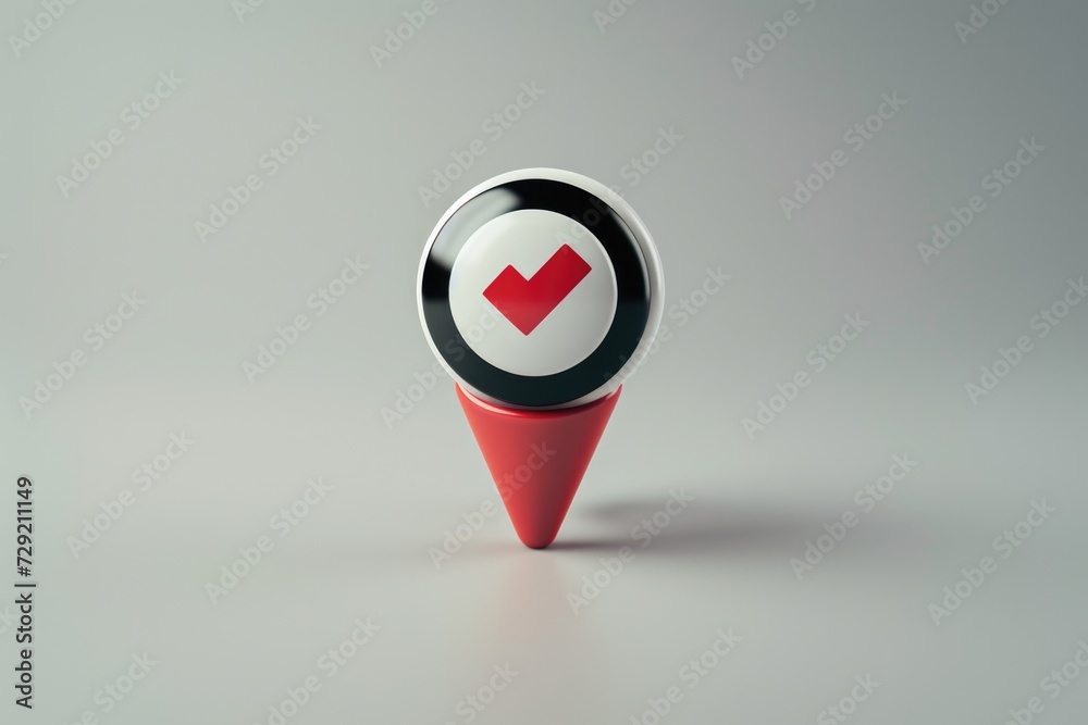Poster A pin with a red arrow pointing in a specific direction. Suitable for indicating a location or giving directions