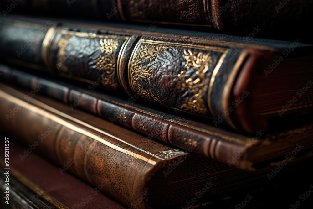 Poster a stack of old books sitting on top of each other. perfect for educational or nostalgic projects