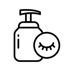 Eye makeup remover line icon. Delicate liquid for clean eye from cosmetic. Beauty procedure