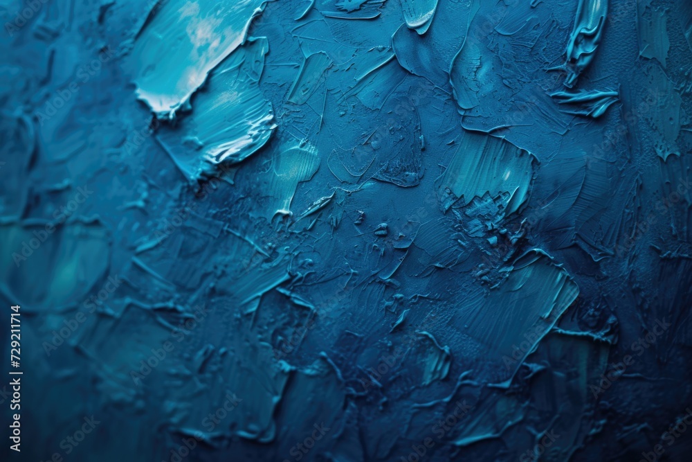 Poster A detailed close-up shot of a wall painted in a vibrant blue color. This image can be used to add a pop of color and texture to various design projects