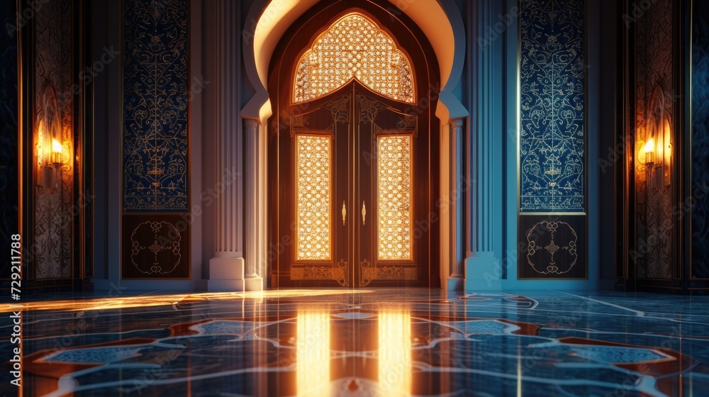 Aufkleber a room with a door and a window. can be used to depict a variety of settings or concepts