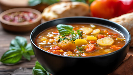 vegetable soup bowl with potatoes and carrots