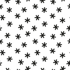 Seamless pattern with black stars or snowflakes