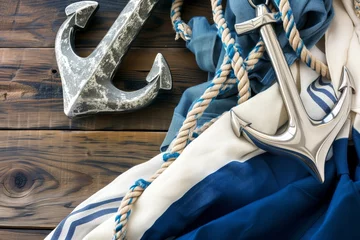 nautical outfits, anchor and mooring ropes in frame