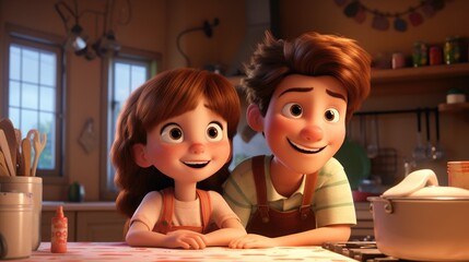 Cartoon characters sitting next to each other. Suitable for various design projects