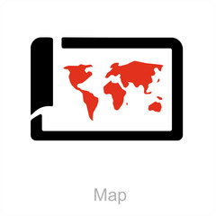 map and pin icon concept