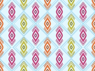 Ethnic ikat seamless pattern traditional design illustration for background carpet clothing and home decoration 