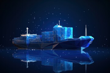 Worldwide cargo ship illustration on a background with copyspace. Transportation, logistic, shipping concept illustration.