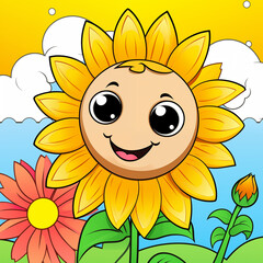 cartoon sunflower with flower
