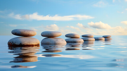 Fototapeta na wymiar zen stones on the beach, generative ai