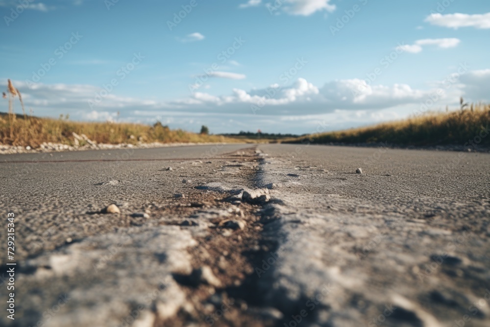 Aufkleber A road with a crack in the middle. Suitable for illustrating infrastructure issues or the need for repairs