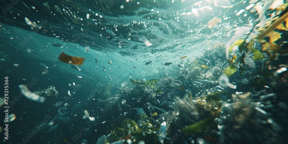 Poster a close-up view of the water surface of a body of water. suitable for various uses