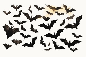 A group of bats flying in the sky. Perfect for Halloween or spooky-themed designs