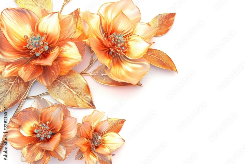 Poster A close-up view of a bunch of flowers on a clean white surface. This versatile image can be used in various contexts