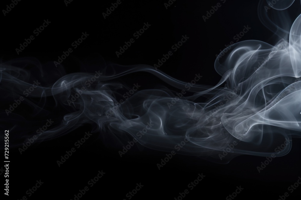 Poster Smoke captured in a close-up shot against a black background. Perfect for adding a mysterious and atmospheric touch to your designs