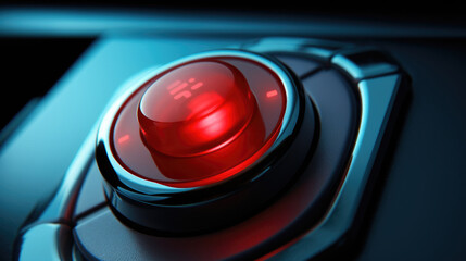 A detailed close up of a red button on a car. Perfect for automotive or technology-related projects
