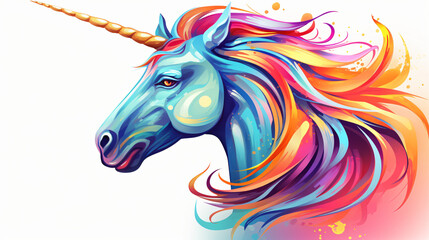 Fototapeta na wymiar Colorful unicorn head