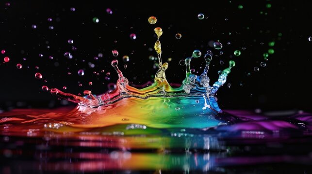 A vibrant splash of water captured on a black surface. Perfect for use in advertisements, websites, and promotional materials