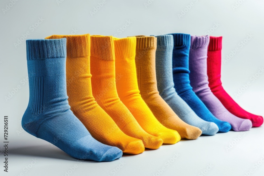 Aufkleber A vibrant collection of socks placed in a row. Suitable for various uses