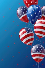 A colorful bunch of red, white, and blue balloons. Perfect for patriotic celebrations or festive events