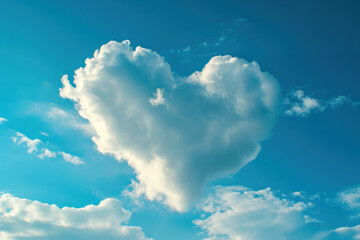 Naklejka na ściany i meble Heart Shaped Cloud in Blue Sky