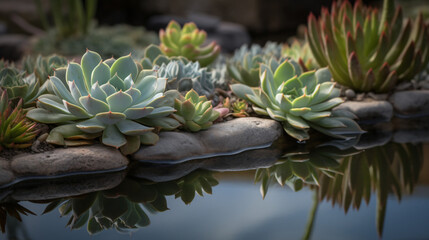 Obraz premium close-up images of the pristine rosettes of succulents.