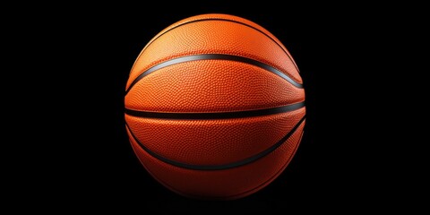 Obraz premium Close up view of a basketball on a black background. Versatile image suitable for sports-related projects