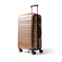 Brown modern cabin suitcase on transparent background with shade