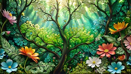 Flowers in the garden, Generative AI