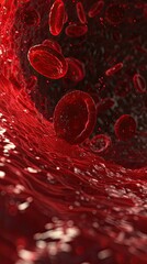 red blood cells move through a blood vessel
