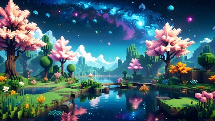 Landscape with flowers, Generative AI