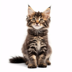 kitten isolated on white background with full depth of field and deep focus fusion
