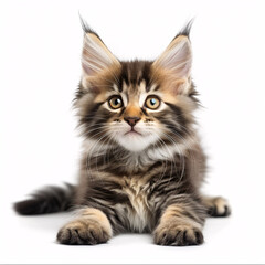 kitten isolated on white background with full depth of field and deep focus fusion
