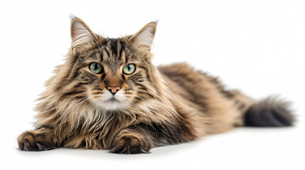 Fototapeta premium Norwegian Forest cat isolated on white background with full depth of field and deep focus fusion 