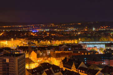 Fototapeta na wymiar Erfurt Überblick Nachts Altstadt