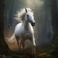 Fototapeta premium white horse in the field