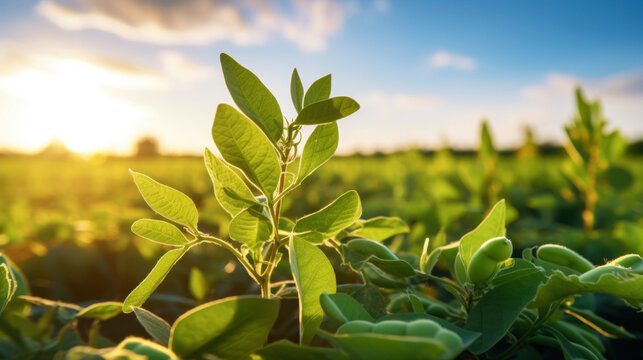 Close up of Soy in field.