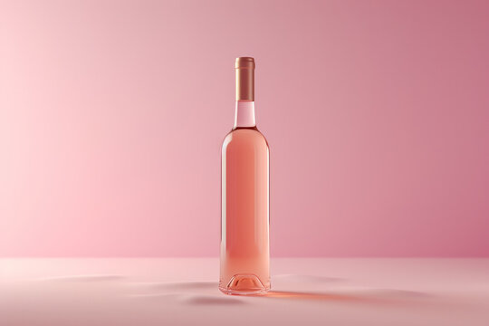 Bottle of Wine With Pink Background