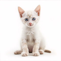 white kitten isolated on white background with full depth of field and deep focus fusion
