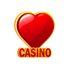 Icon Casino with a heart symbol. Vector illustration for casino game design, flyer, poster, banner, web, and advertising