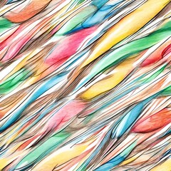 Multicolored Feather Pattern on White Background. Generative AI.