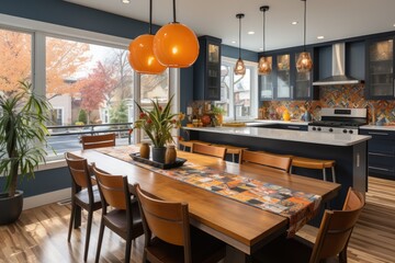 modern kitchen with countertops colorful and playful patterns interior designer professional advertising photography