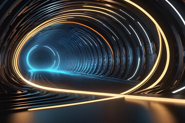 Blue Starlight Spiral: Abstract Tunnel of Light and Motion