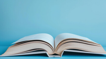 Open Book on Blue Background