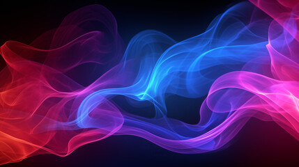 Vibrant Red and Blue Neon Smoke Swirl on Black Background