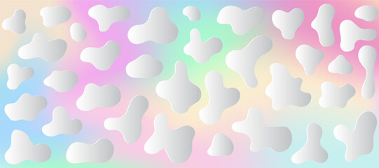 abstract y2k hologram gradient banner, silver spots, clouds, modern trendy retro Background for your website, post, design or screensaver for video or stories